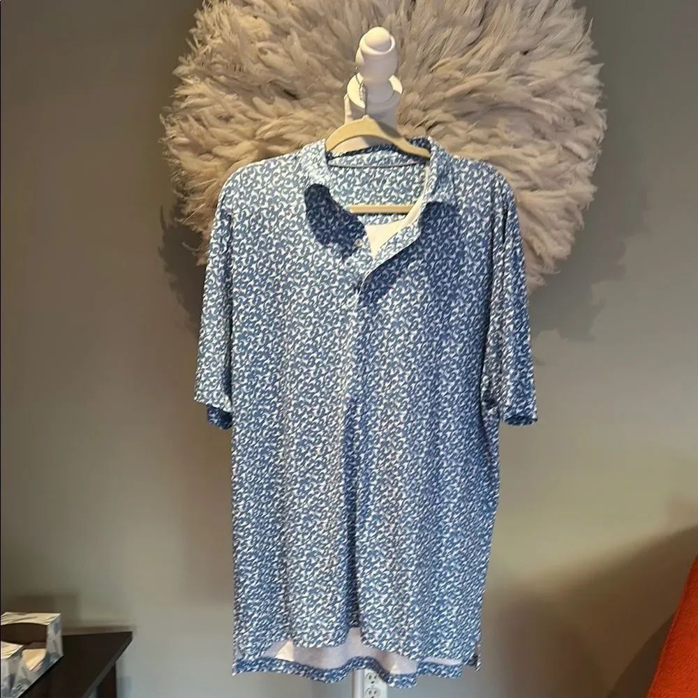 Johnnie-O Casual Blue Patterned polo Shirt